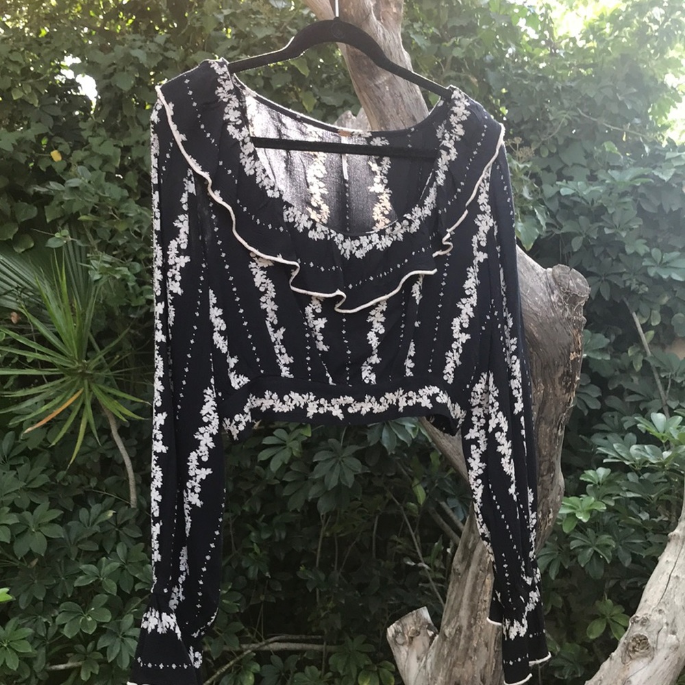 Free people long sleeve crop top . Has mtch skirt